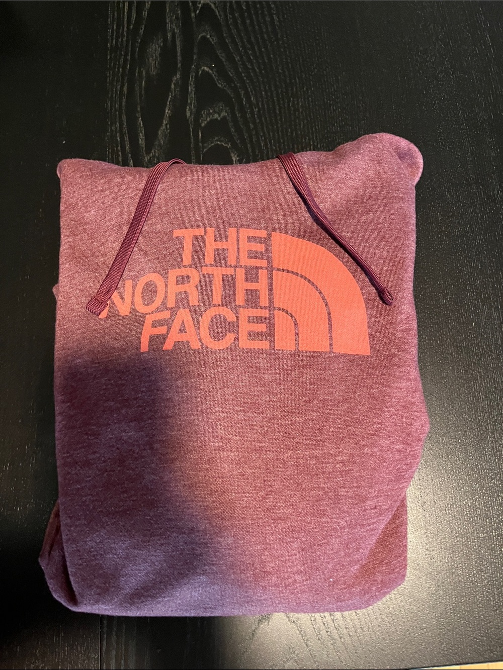 The North Face Maroon Pullover Hoodie with Coral Logo
